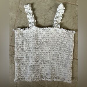 Art Class white crop tank tube top L 10/12 girls ruffled
